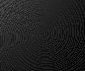 Black paper tactile embossed texture. Abstract twirl spiral like fingerpringt.