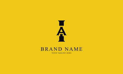 AI IA black minimal professional creative minimalist brand logo design with yellow background
