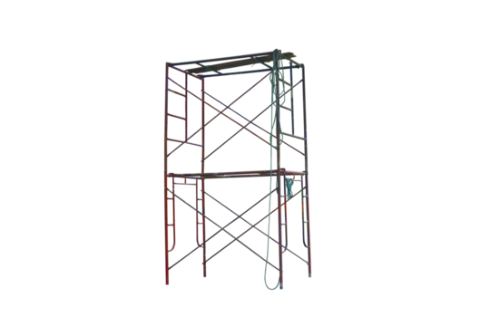 Photo of old outdoor scaffolding isolated on transparent background png file.