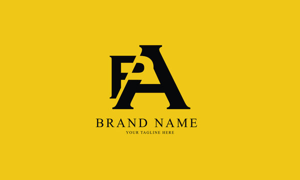 PA FAP FP FA black minimal professional creative minimalist brand logo design with yellow background
