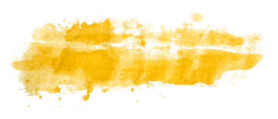 Yellow watercolor background. Artistic hand paint. Isolated on transparent background.