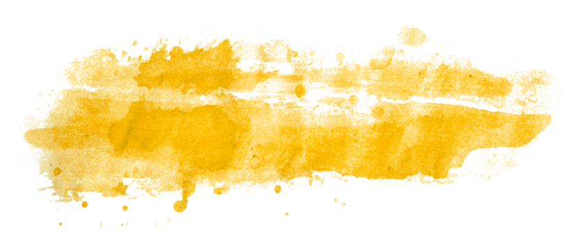 Yellow watercolor background. Artistic hand paint. Isolated on transparent background.