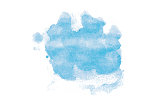 Light blue watercolor background. Artistic hand paint. Isolated on transparent background.