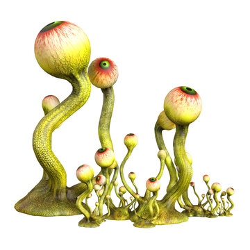 Monster Plants With Eye 3D render isolated illustration 