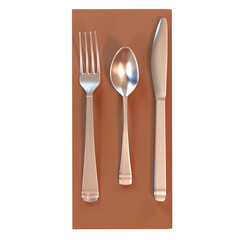 fork spoon and knife 3D render isolated illustration 