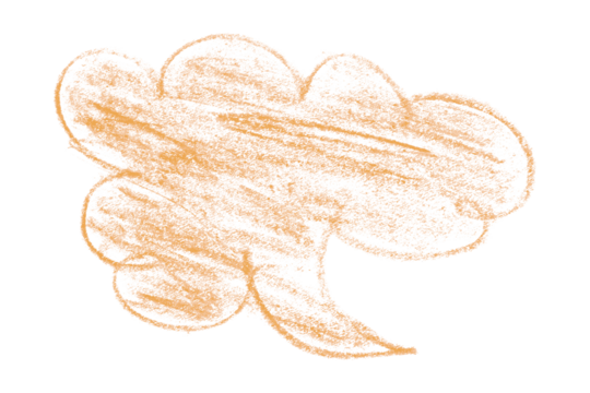 orange brush painting speech bubbles isolated on transparent background.