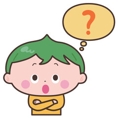 吹き出しと考える男の子