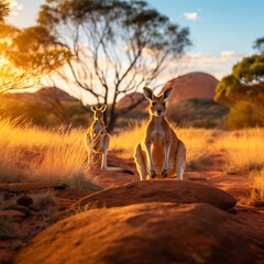 Kangaroos in the Australian outback