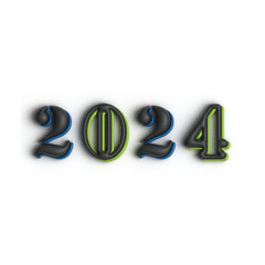 3d unique 2024 new year number design