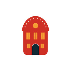 Orange Black Green Christmas Spruce and Cute Snow Graphic Element