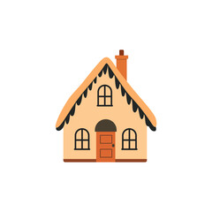 Orange Black Green Christmas Spruce and Cute Snow Graphic Element