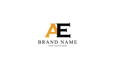 AE black minimal professional creative minimalist brand logo design with yellow background

