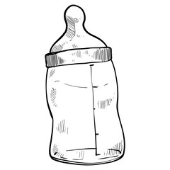 Milk bottle baby handdrawn illustration