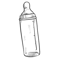 Milk bottle baby handdrawn illustration