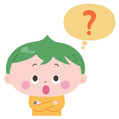 吹き出しと考える男の子