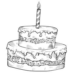 Birthday cake handdrawn illustration