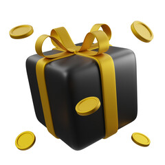 gift box with coins black friday