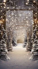 christmas theme background with snowing walkway