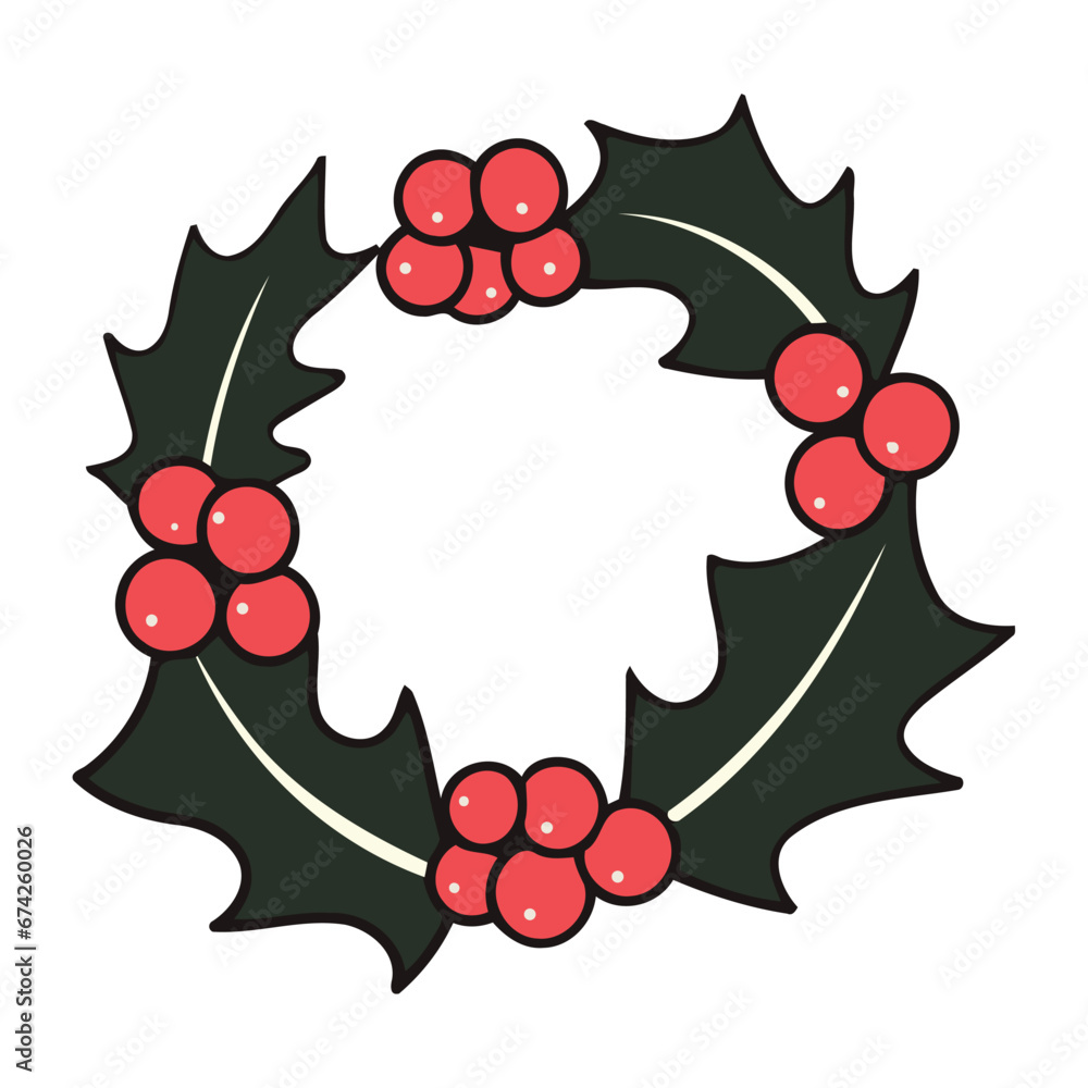 Sticker christmas wreath isolated