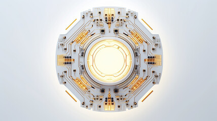 white computer chip light fluorescent button isolated on the background computer graphics website design
