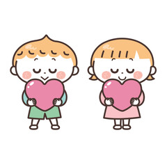 ハートを抱きしめる子供