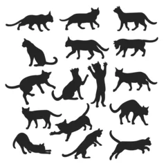 Tuinposter Cat silhouette, Miuw cat vector illustration   © Ikmalia