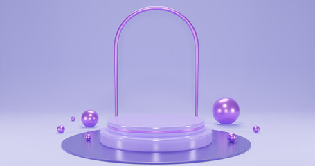 purple product podium with pearls on purple background