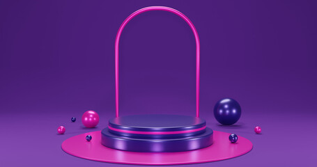 purple product podium with pearls on purple background