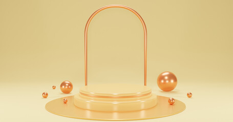 Fototapeta premium gold product podium with pearls on gold background