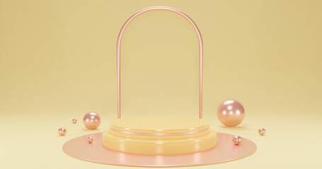 gold product podium with pearls on gold background