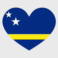 Vector illustration of the Curacao flag with a heart shaped isolated on plain background.