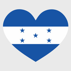 Vector illustration of the Honduras flag with a heart shaped isolated on plain background.