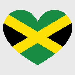 Vector illustration of the Jamaica flag with a heart shaped isolated on plain background.