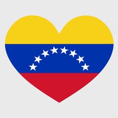 Vector illustration of the Venezuela flag with a heart shaped isolated on plain background.