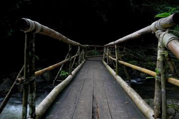 Bridge wooden at water fall place.