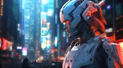 conformist super criminal is an android, digital art illustration, Generative AI