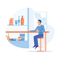 Hotel sevices. Hotel lobby bar, work trip, check-in at the reception, flat vector modern illustration 