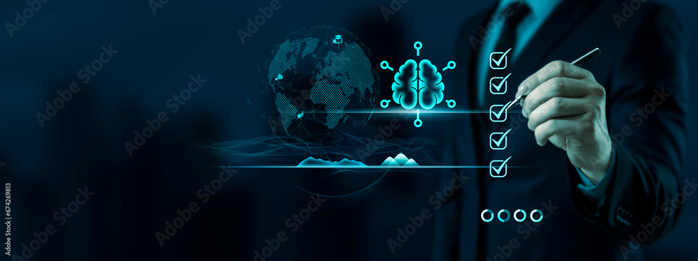 Poster business intelligence bi. the confluence of advanced analytics and big data in the business concept.