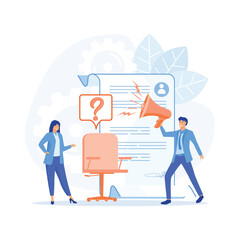 Recruitment agency job seekers job applicants and office chair open vacancy, flat vector modern illustration 