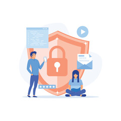 Data protection. Internet security. Social Media. Can use for web banner,  infographics, web page, flat vector modern illustration 