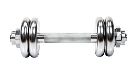 Steel dumbbell isolated on transparent background