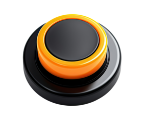 Illustration of round black button isolated on transparent background