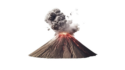 Valcano with lava flow isolated on transparent background, Generative ai. - obrazy, fototapety, plakaty