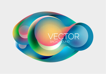 Beautiful flowing round shapes and circles abstract background. Liquid color bubble composition