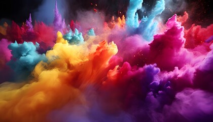 Fototapeta na wymiar Holi festival color powder splash and explosion