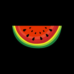 Fruit icons watermelon vector isolated on black background