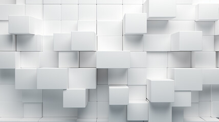 abstract background, wall of white 3d volumetric cubes, futuristic texture