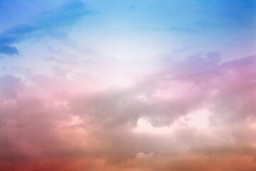 Beautiful pastel clouds and sky for background. Cloud and sky with a pastel colored background