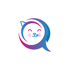 Cat Chat logo vector Icon