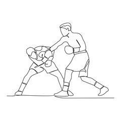 One continuous line of Boxing player vector illustration. Boxing player illustration simple linear style concept vector. Fighting sport design for your business asset design and promotion.